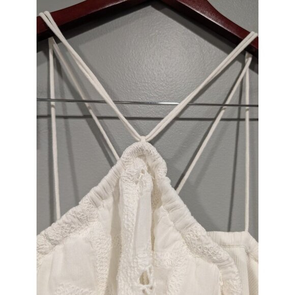 Anthropologie Ruffled Halter Eyelet Tank Blouse Top Ruffle White Womens Sz L - Picture 5 of 16